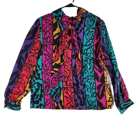 Vintage 80’s Long Sleeve Blouse Size 14 - Picture 1 of 4